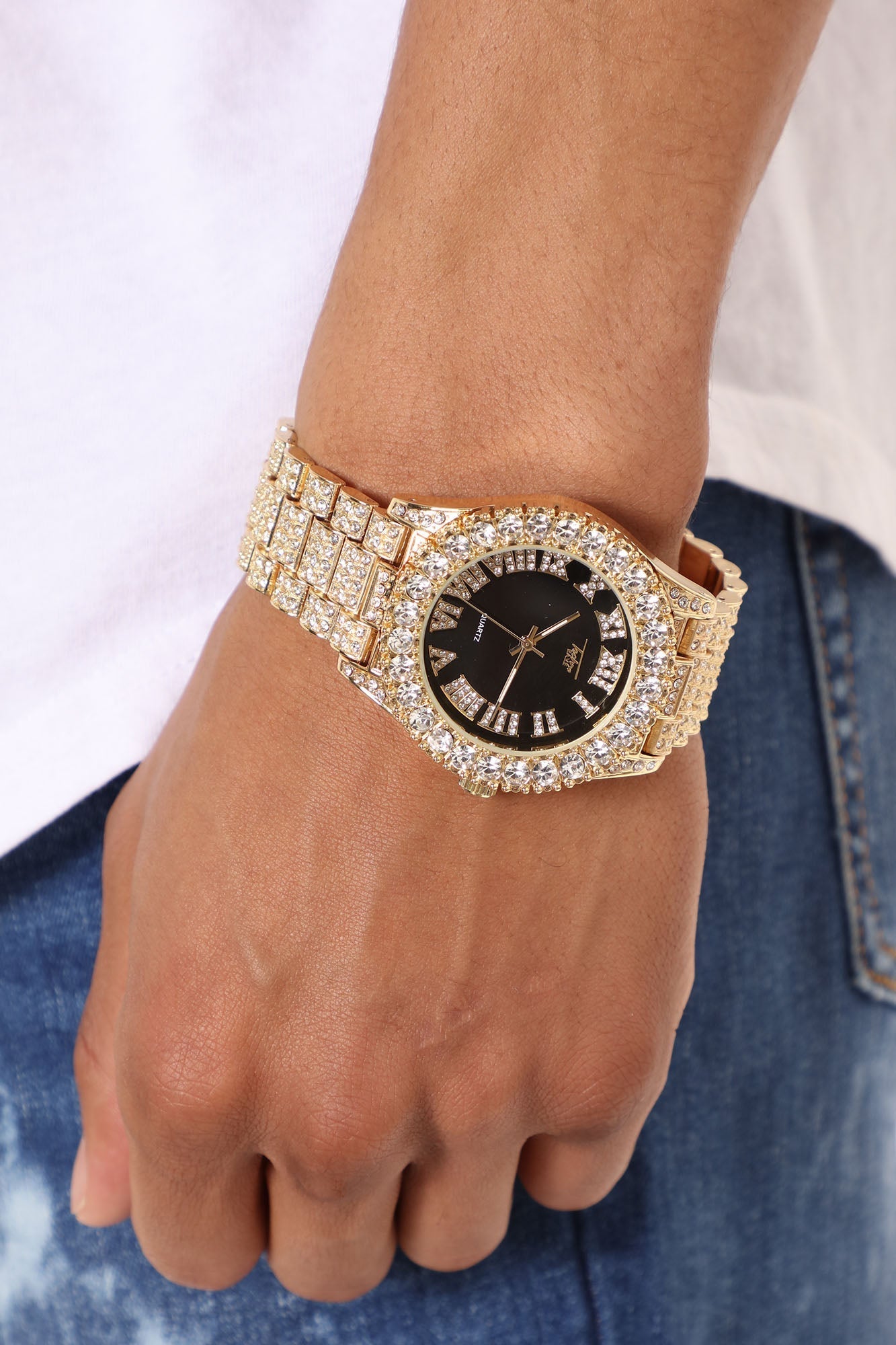 Iced Out Stay Fly Watch - Gold/Black