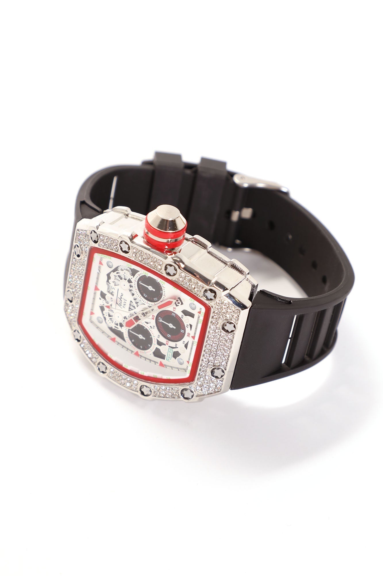 Iced Out Trip Watch - Silver/Black