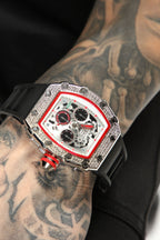 Iced Out Trip Watch - Silver/Black