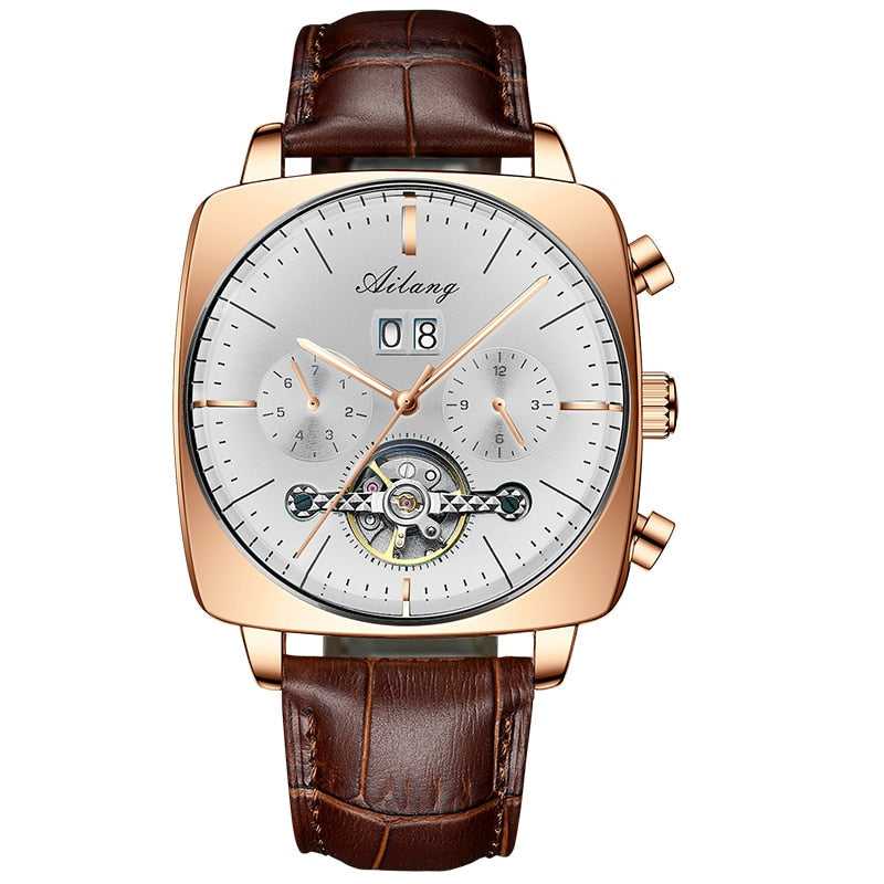 2021AILANG famous brand watch montre automatique luxe chronograph Square Large Dial Watch Hollow Waterproof mens fashion watches