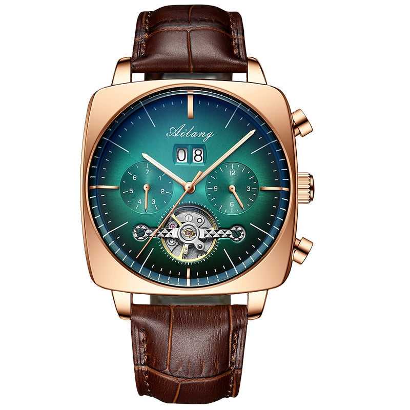 2021AILANG famous brand watch montre automatique luxe chronograph Square Large Dial Watch Hollow Waterproof mens fashion watches