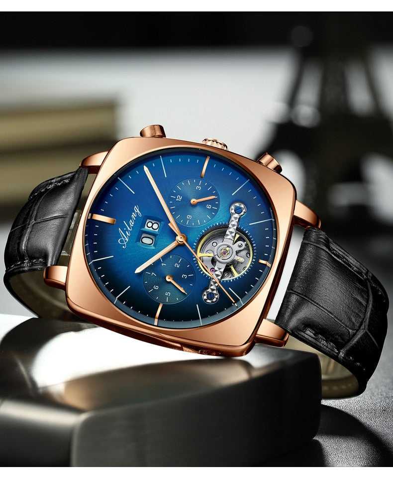 2021AILANG famous brand watch montre automatique luxe chronograph Square Large Dial Watch Hollow Waterproof mens fashion watches