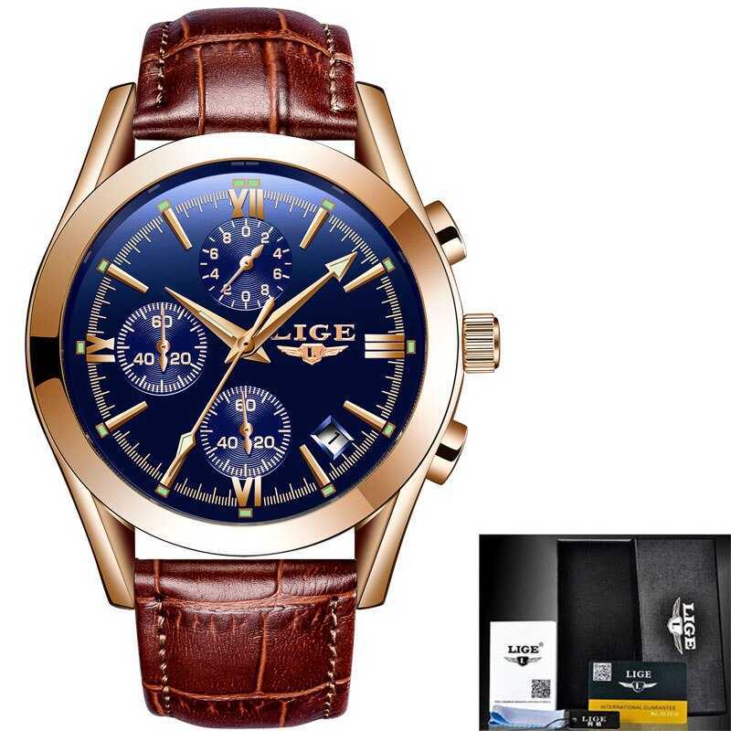 2022 LIGE Watch Men Sport Quartz Fashion Leather Clock Mens Watches Top Brand Luxury Waterproof Business Watch Relogio Masculino