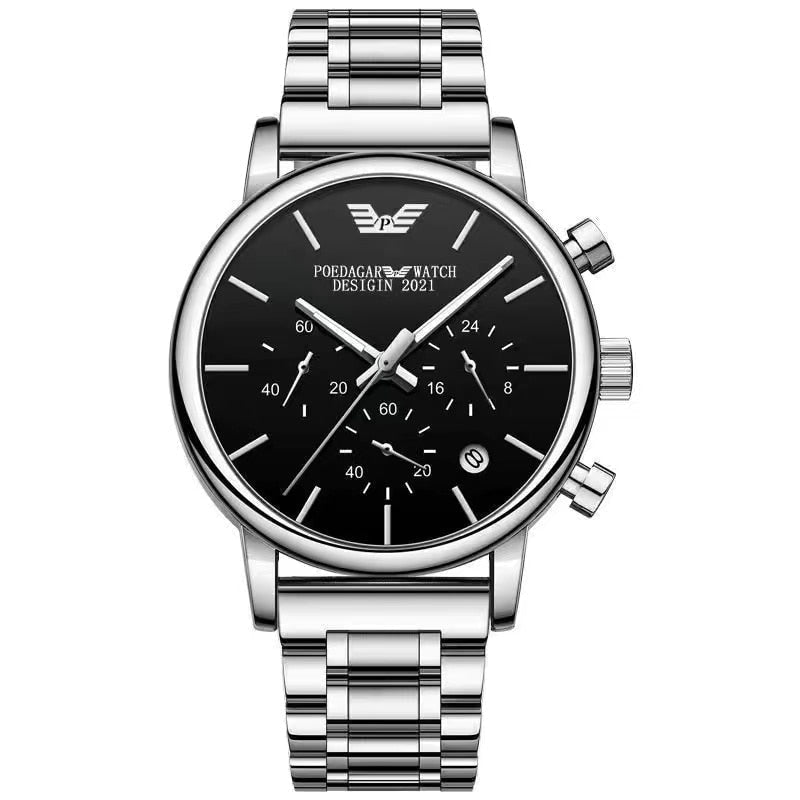 2022 New Fashion Mens Watches with Stainless Steel Top Brand Luxury Sports Chronograph Quartz Watch Men Relogio Masculino