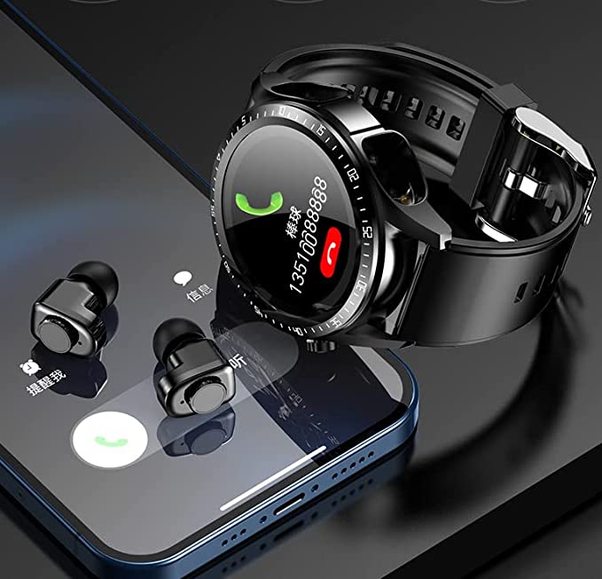 2 In 1 Smart Watch With TWS Earbuds Smartwatch  (Grey Strap, Regular)