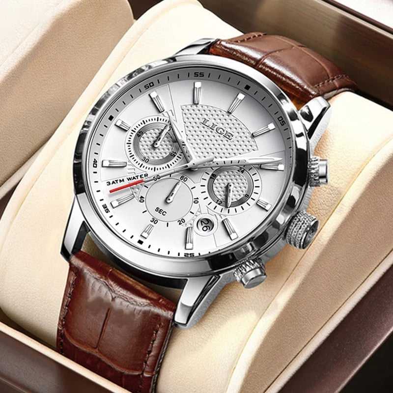 Mens Watches LIGE Clock Fashion Sports Quartz Wrist Watch Man Top Brand Leather Military Waterproof Date Watch Relogio Masculino
