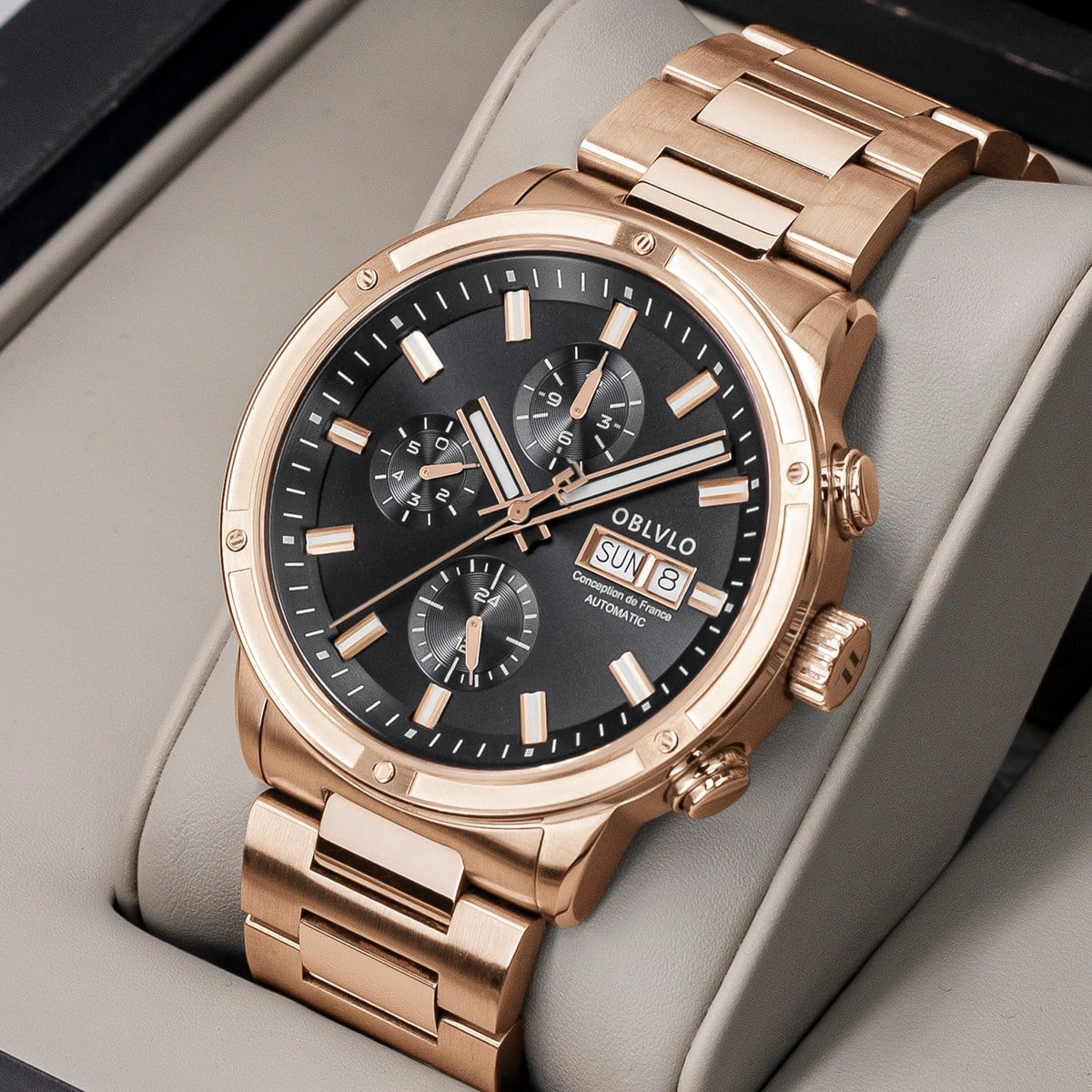 OBLVLO Men Top Brand Automatic Mechanical Casual Watch