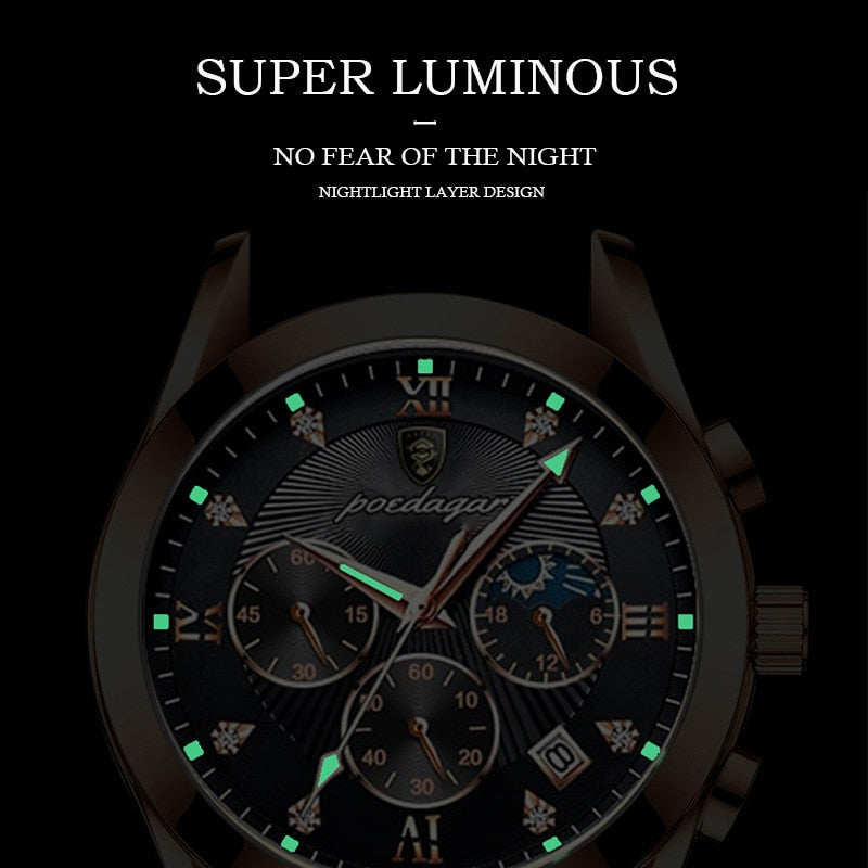 POEDAGAR 2021 New Fashion Mens Watches Waterproof Luminous Top Brand Luxury Quartz Wristwatch Full Stell Military Watch Clock