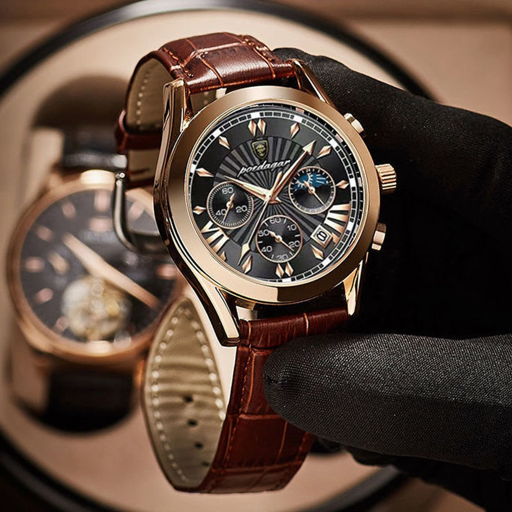 POEDAGAR Men Watch Top Luxury Brand Sport Watches Mens Fashion Full Steel Quartz Wristwatch Date Male Clock Relogio Masculino