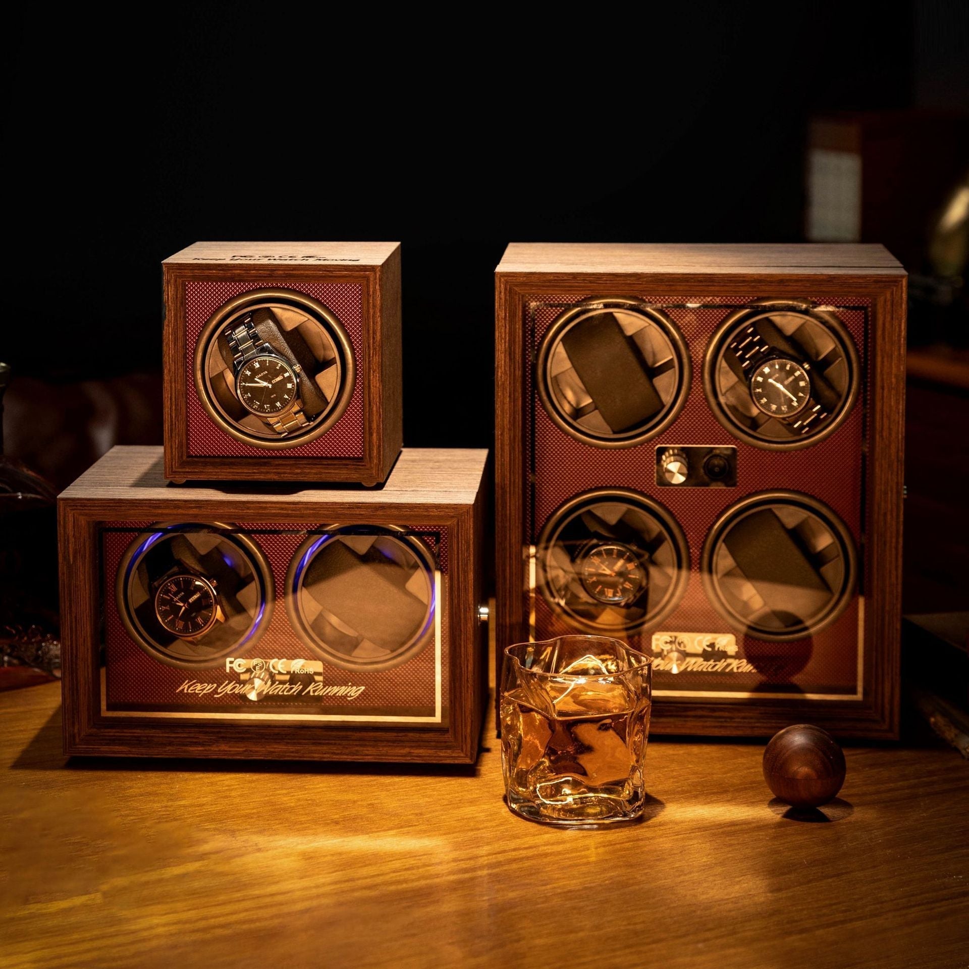 Automatic Watch Winders Box Rotator Watch Holder Wood Case Winding Watch Cabinet Clock Storage Luxury Square Stand Display Box - Maple City Timepieces