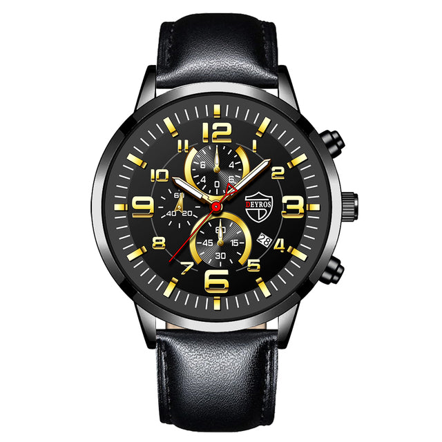 2022 Fashion Mens Sports Watches Men Luxury Stainless Steel Quartz Wrist Watch Luminous Clock Man Business Casual Leather Watch