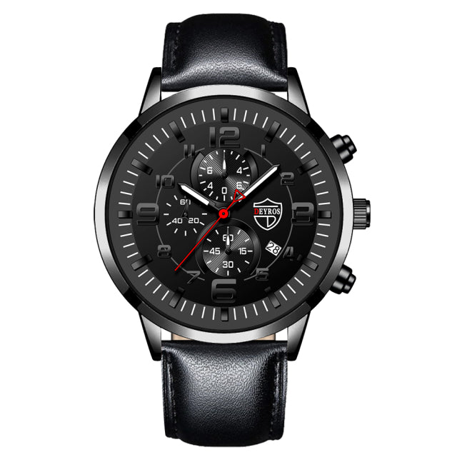 2022 Fashion Mens Sports Watches Men Luxury Stainless Steel Quartz Wrist Watch Luminous Clock Man Business Casual Leather Watch