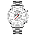 2022 Fashion Mens Sports Watches Men Luxury Stainless Steel Quartz Wrist Watch Luminous Clock Man Business Casual Leather Watch