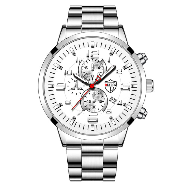 2022 Fashion Mens Sports Watches Men Luxury Stainless Steel Quartz Wrist Watch Luminous Clock Man Business Casual Leather Watch