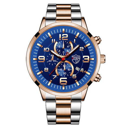 2022 Fashion Mens Sports Watches Men Luxury Stainless Steel Quartz Wrist Watch Luminous Clock Man Business Casual Leather Watch