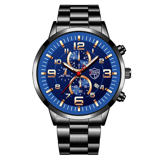 2022 Fashion Mens Sports Watches Men Luxury Stainless Steel Quartz Wrist Watch Luminous Clock Man Business Casual Leather Watch