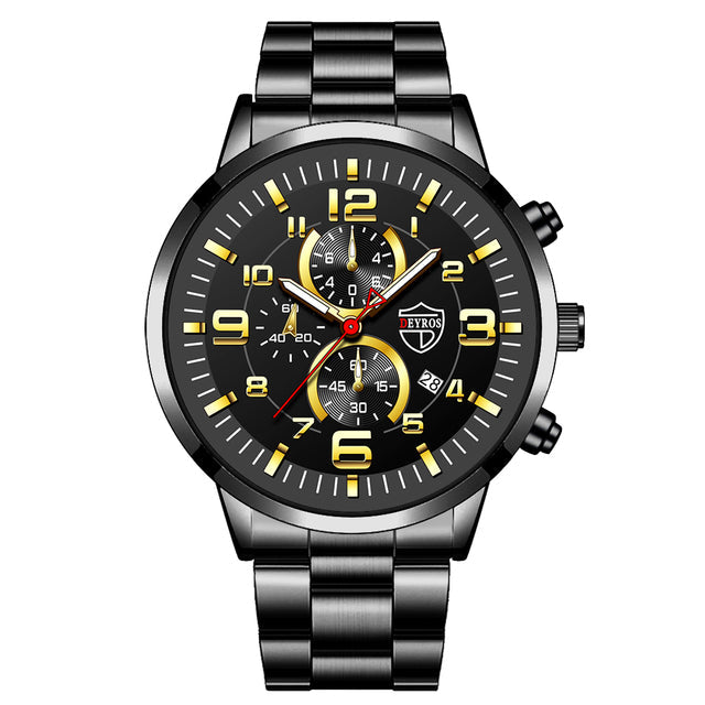 2022 Fashion Mens Sports Watches Men Luxury Stainless Steel Quartz Wrist Watch Luminous Clock Man Business Casual Leather Watch