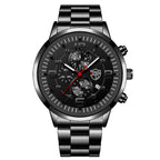 2022 Fashion Mens Sports Watches Men Luxury Stainless Steel Quartz Wrist Watch Luminous Clock Man Business Casual Leather Watch