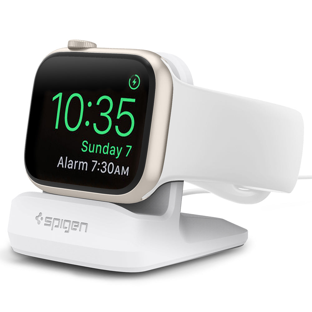 Apple Watch Night Stand S350 White showing a front facing view of the stand